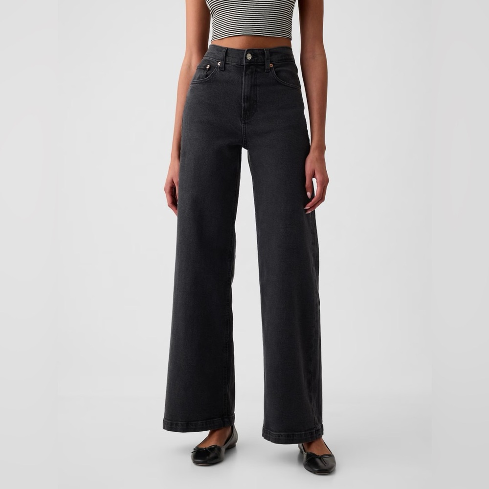 GAP High Rise Stride Black Wide Leg Jeans